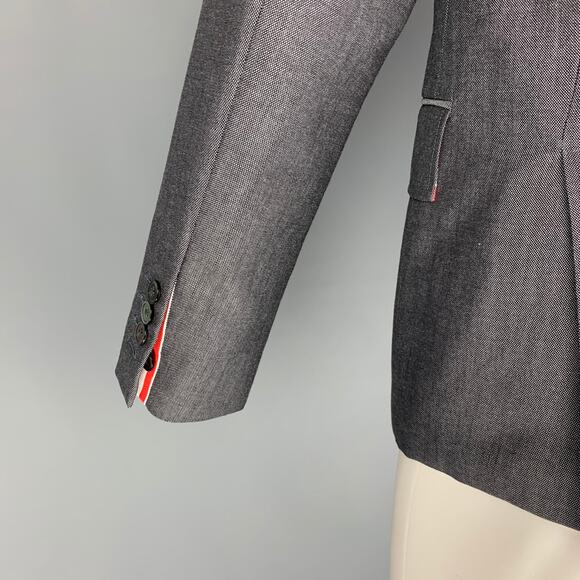 THOM BROWNE Size 38 Navy Red Checkered Wool Blend Notch Lapel Sport Coat - Picture 4 of 8
